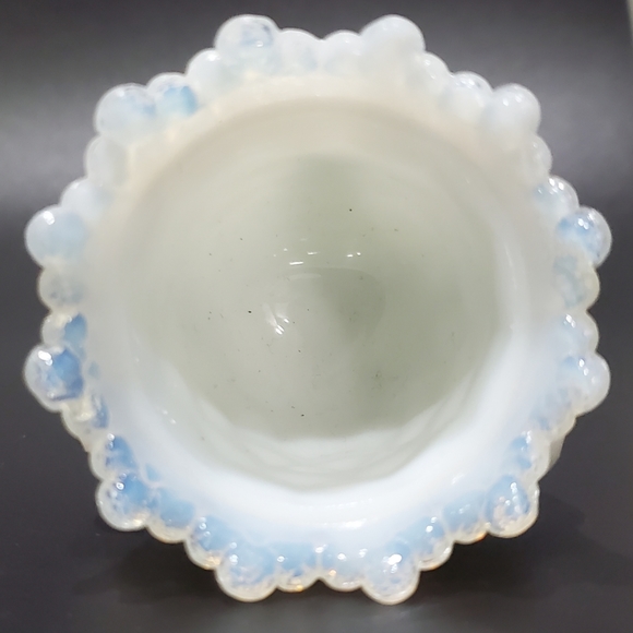 Vntg "Forget Me Not" Milky White Slag Glass Toothpick Holder by Degenhart - Picture 3 of 16